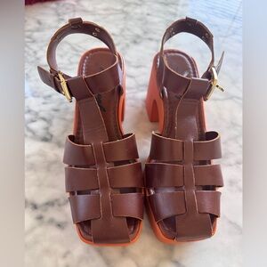 Free People Brown Platform Sandals